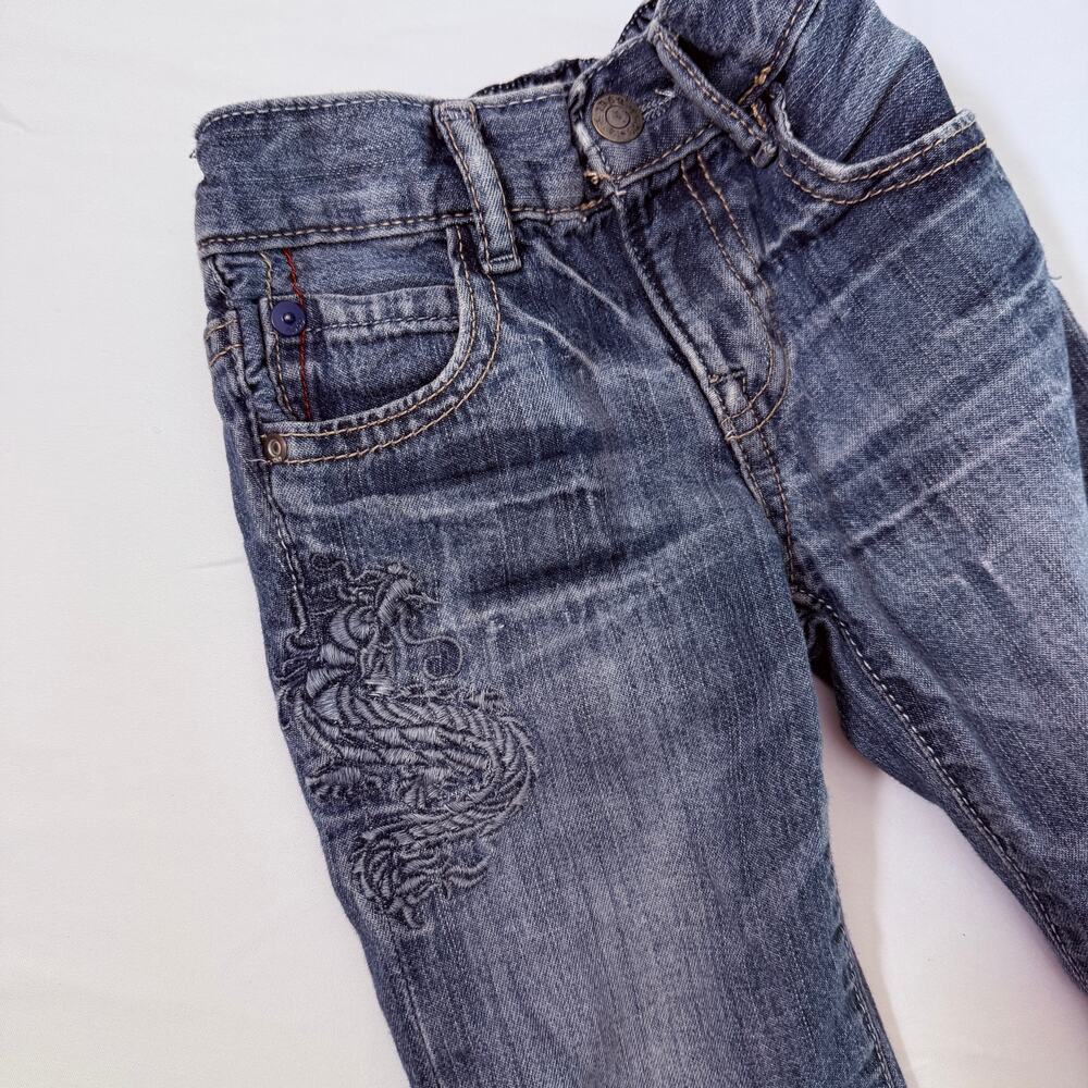 Baby Gap Dragon Embroidered Denim Jeans Sz 12-18 mo